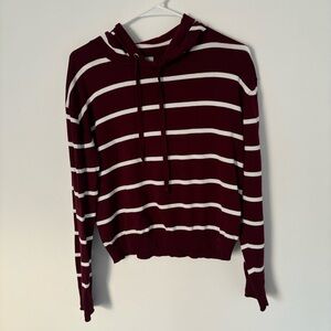 Maroon Striped Hooded Tee